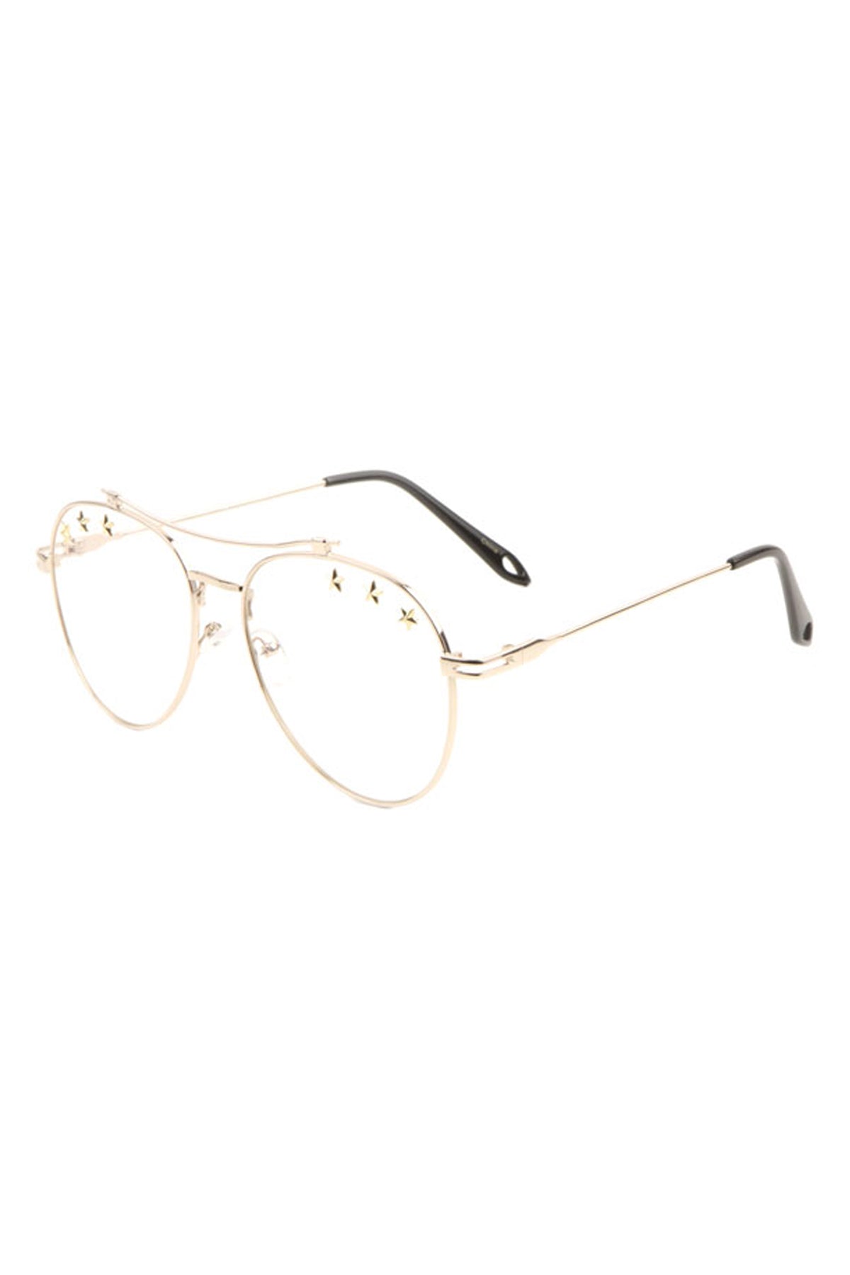 Star Studded Clear Lens Aviators Wholesale Glasses