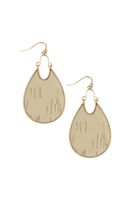 Teardrop Shape Cork Hook Earrings Ivory