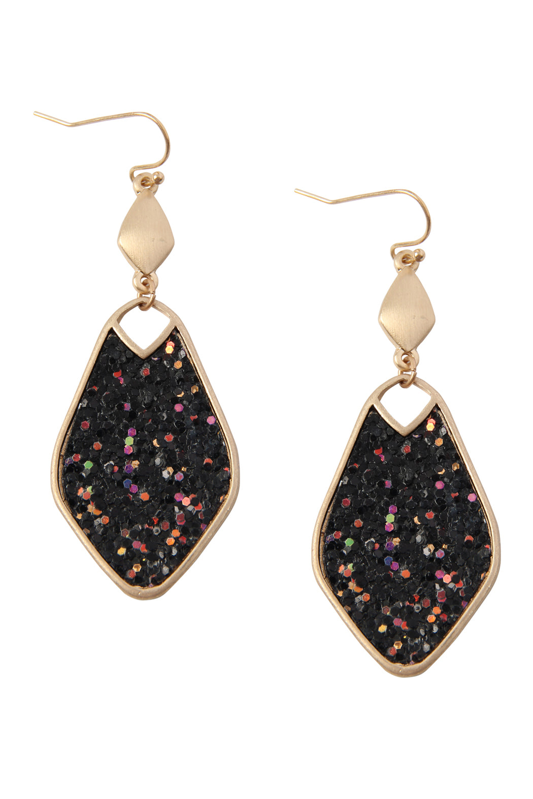 Pear Shape Se2uin Hook Drop Earrings Black