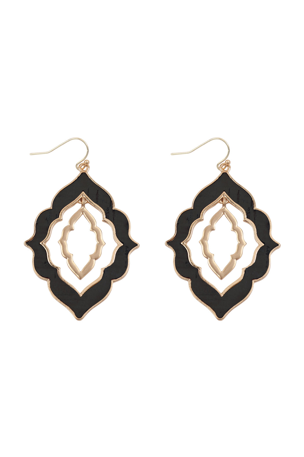 Moroccan Shape Cast Cork Link Hook Earrings