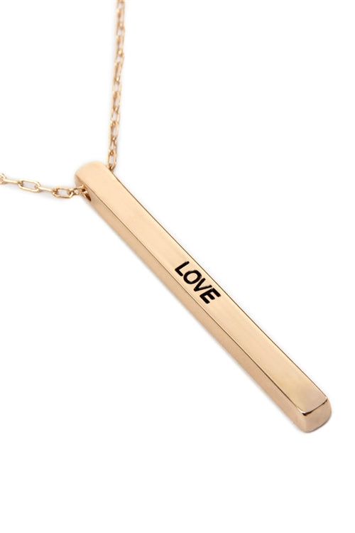 Love Metal Bar Pendant Chain Necklace