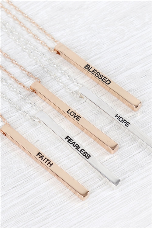 Love Metal Bar Pendant Chain Necklace