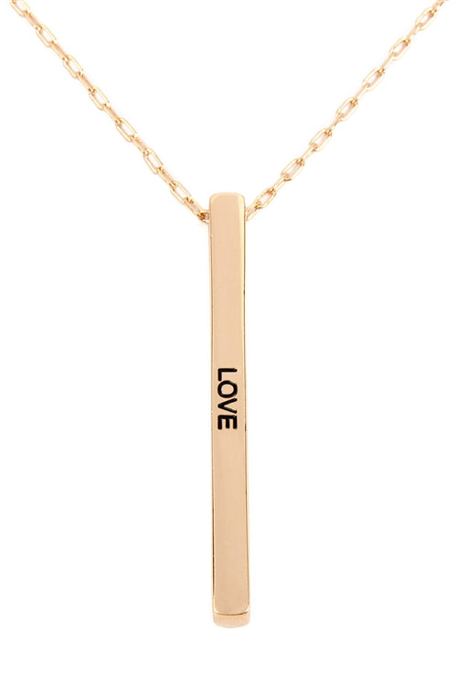 Love Metal Bar Pendant Chain Necklace