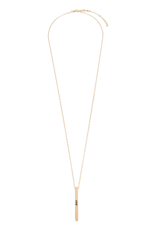 Love Metal Bar Pendant Chain Necklace