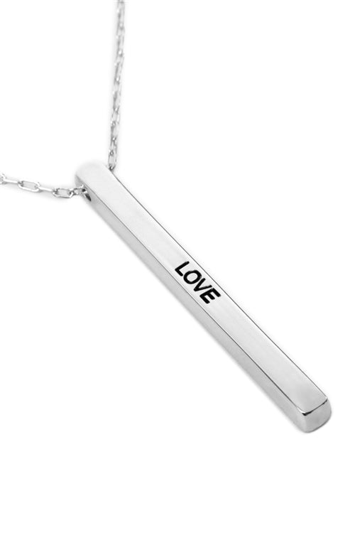 Love Metal Bar Pendant Chain Necklace