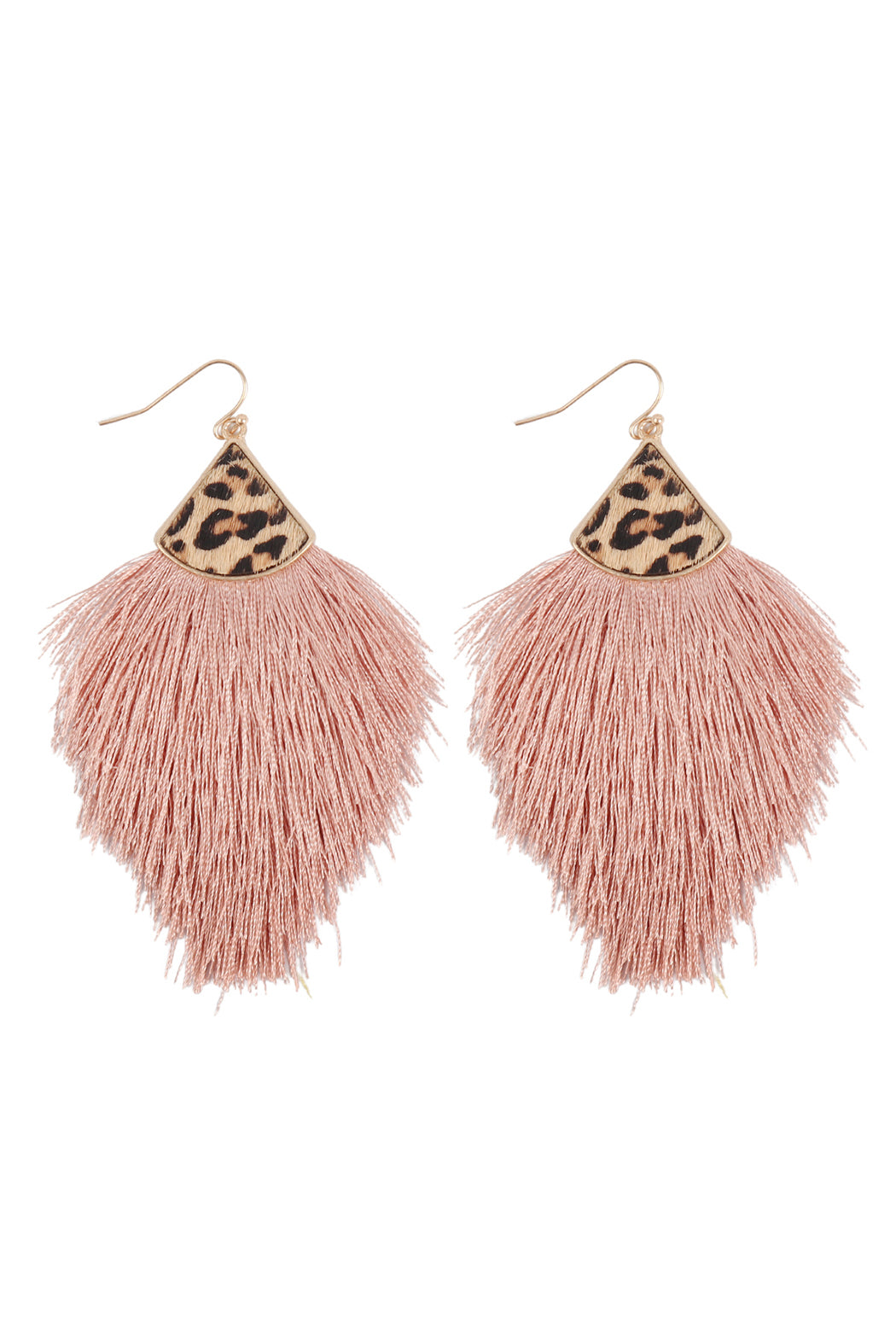 Leopard Real Leather Tassel Hook Earrings