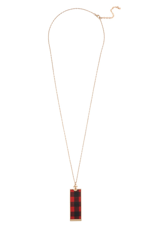 Rectangle Shape PU Leather Pendant Necklace