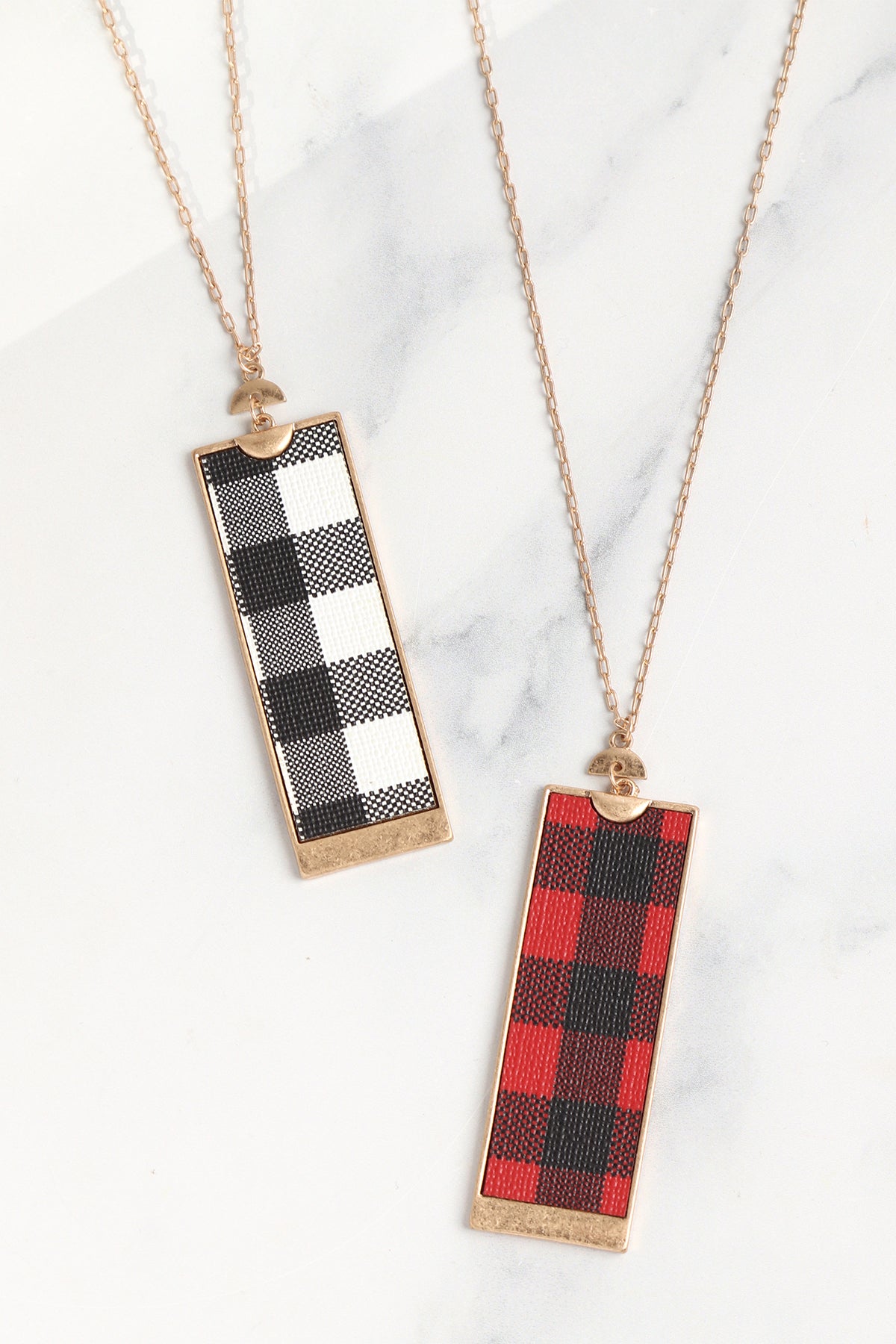Rectangle Shape PU Leather Pendant Necklace