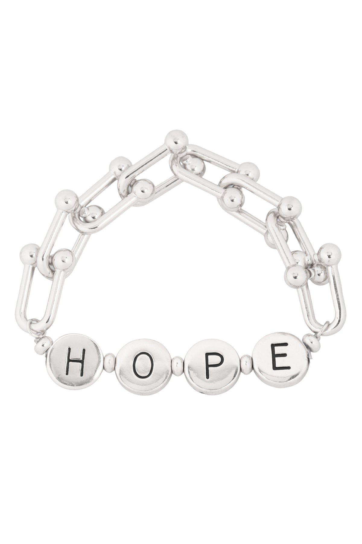 "Hope" Letter Metal w/ Link Chain Stretch Bracelet