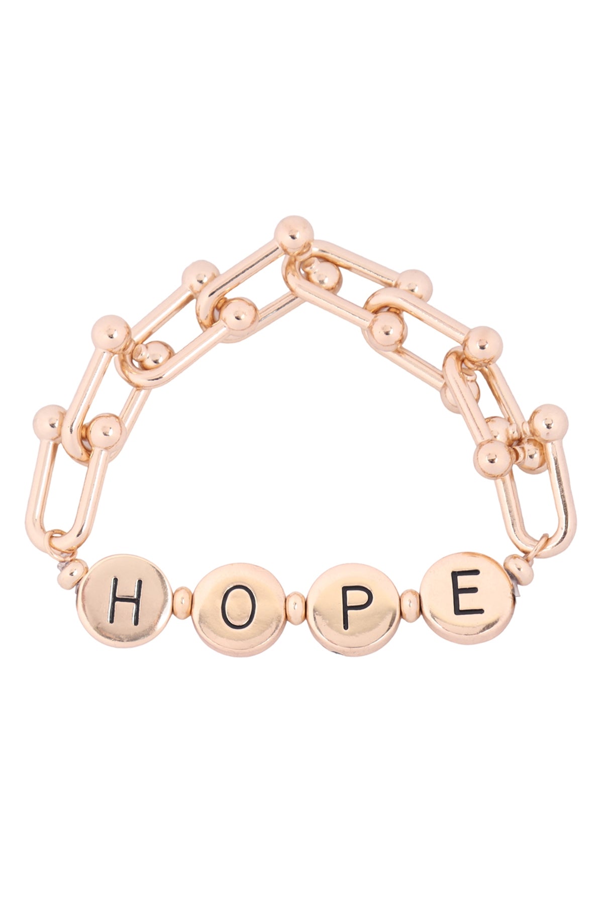 "Hope" Letter Metal w/ Link Chain Stretch Bracelet