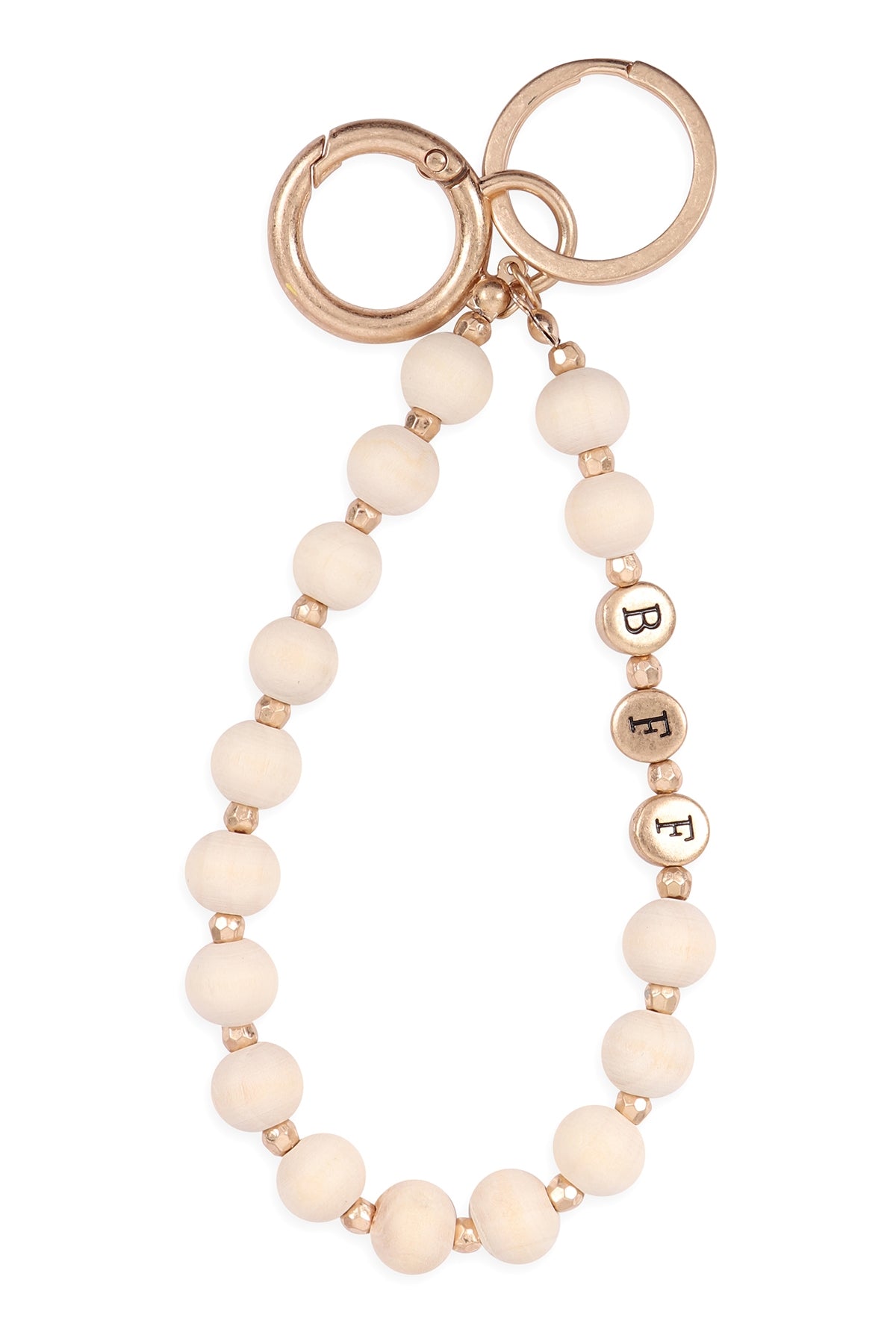 "BFF" With Wood Bead Keychain Bracelet