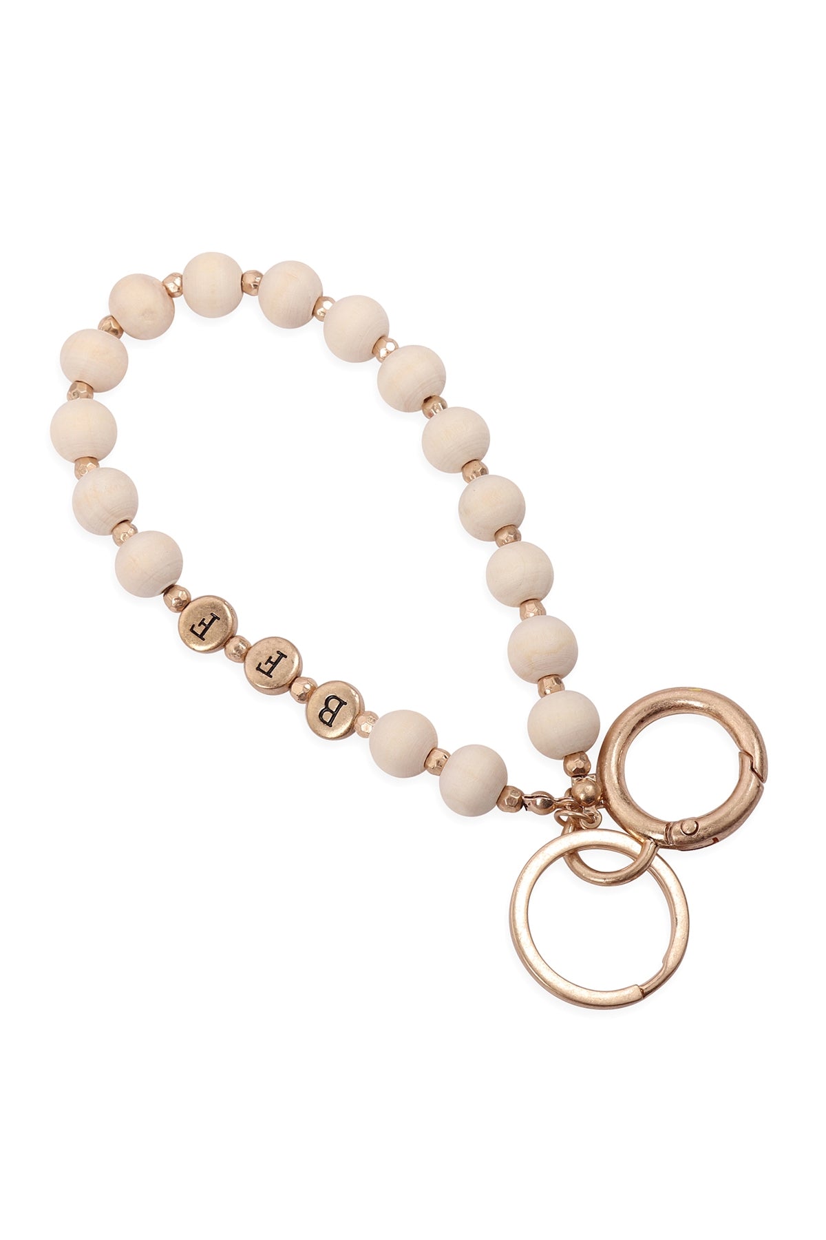"BFF" With Wood Bead Keychain Bracelet