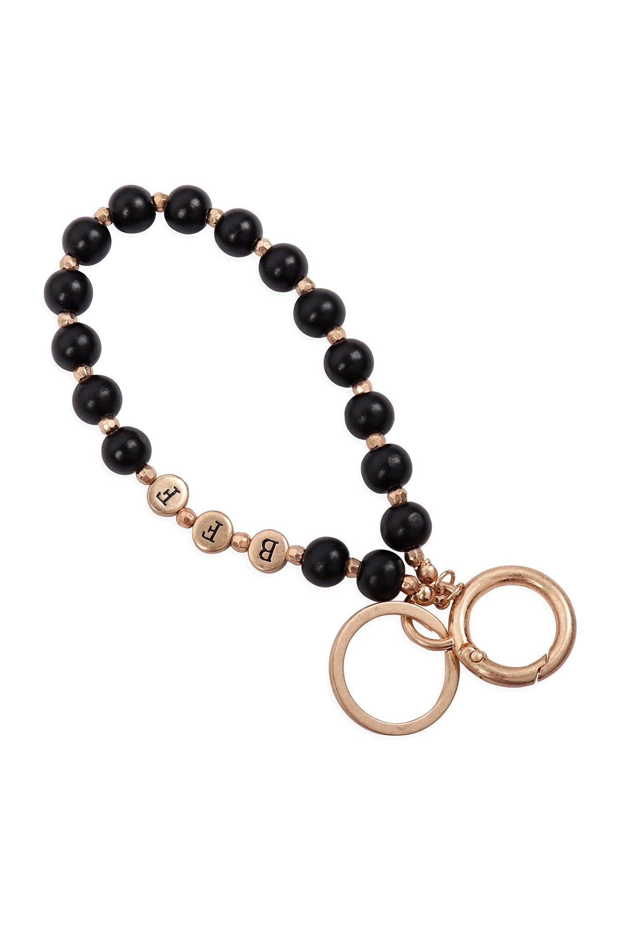 "BFF" With Wood Bead Keychain Bracelet