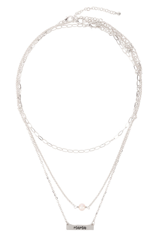 "Mama" Inspirational Pearl 3 Set Necklace