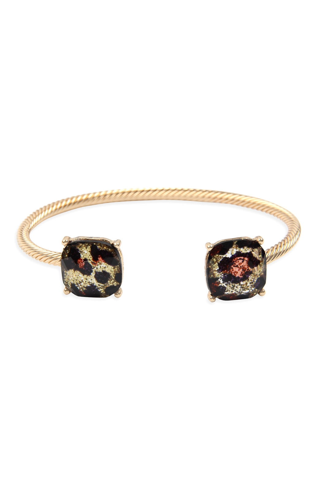 Twisted Wire Leopard Cuff Bracelet