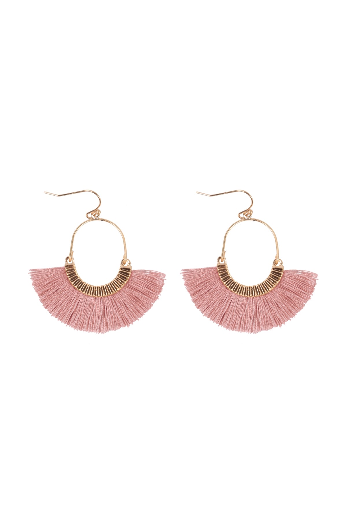 1.5 Inch Fan Shaped Tassel Hook Earrings