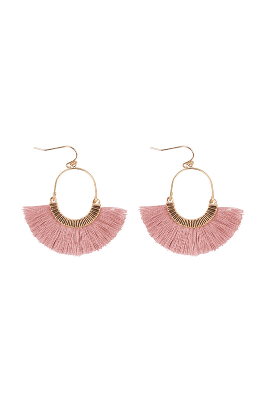 1.5 Inch Fan Shaped Tassel Hook Earrings