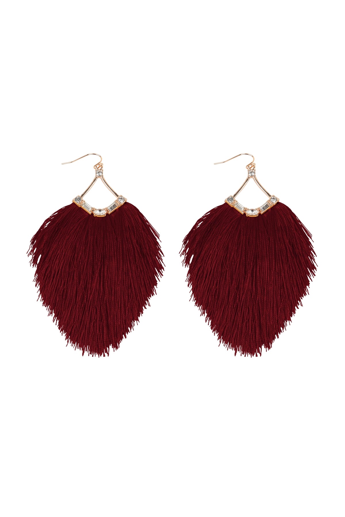 Tassel Fringe And Rhinestone Hook Earrings