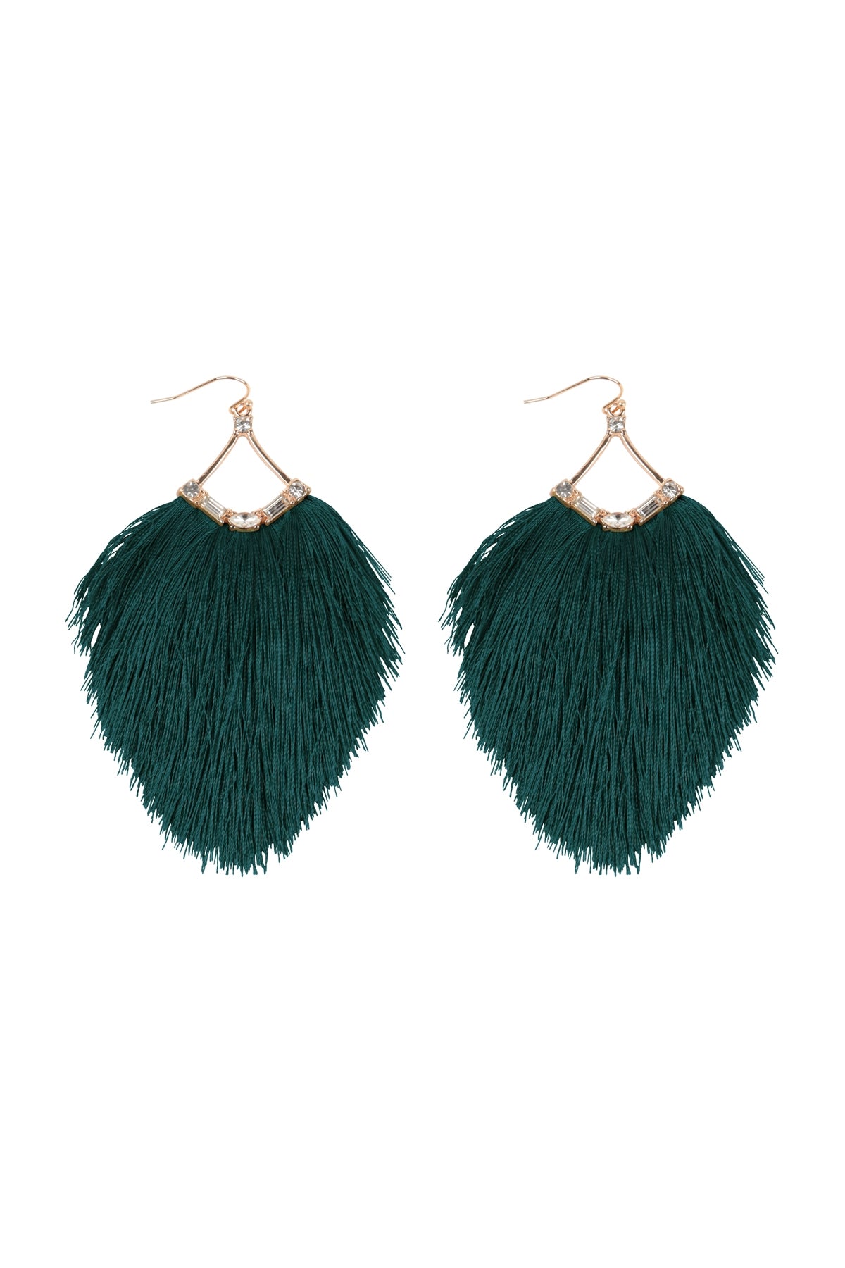 Tassel Fringe And Rhinestone Hook Earrings