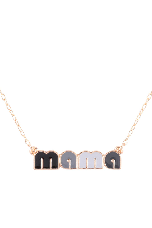 "Mama" Color Enamel Short Necklace