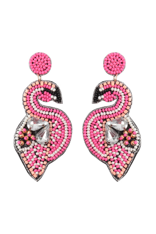 Swan Seed Bead Post Earrings