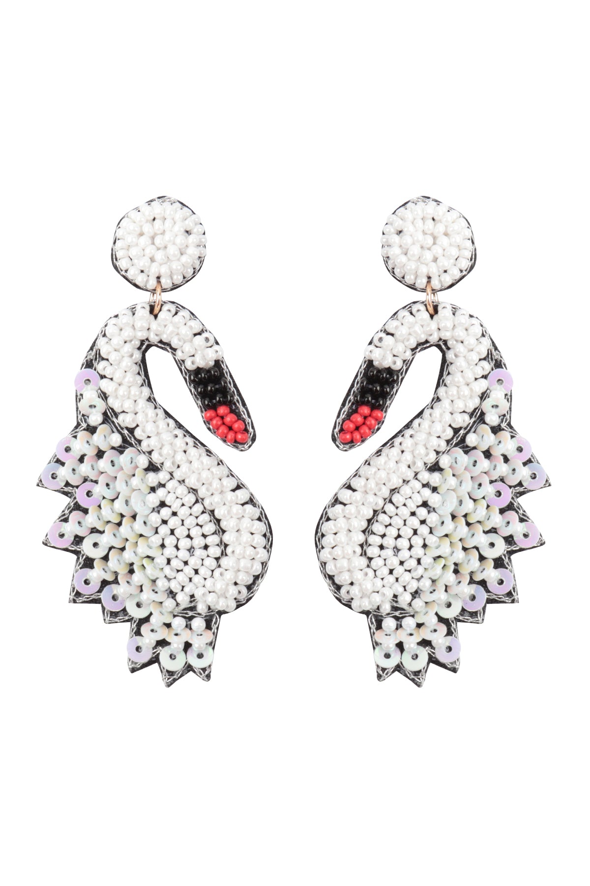 Swan Seed Bead Post Earrings