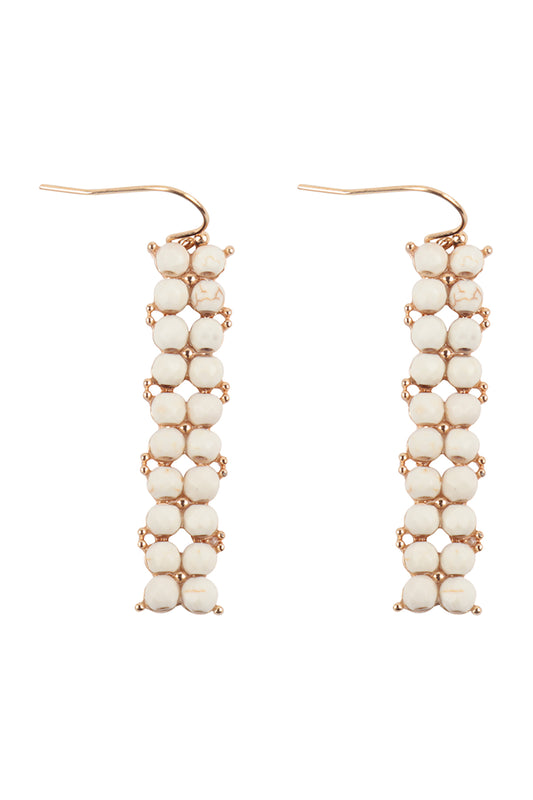 Vertical Bar Semi Stone Drop Earrings