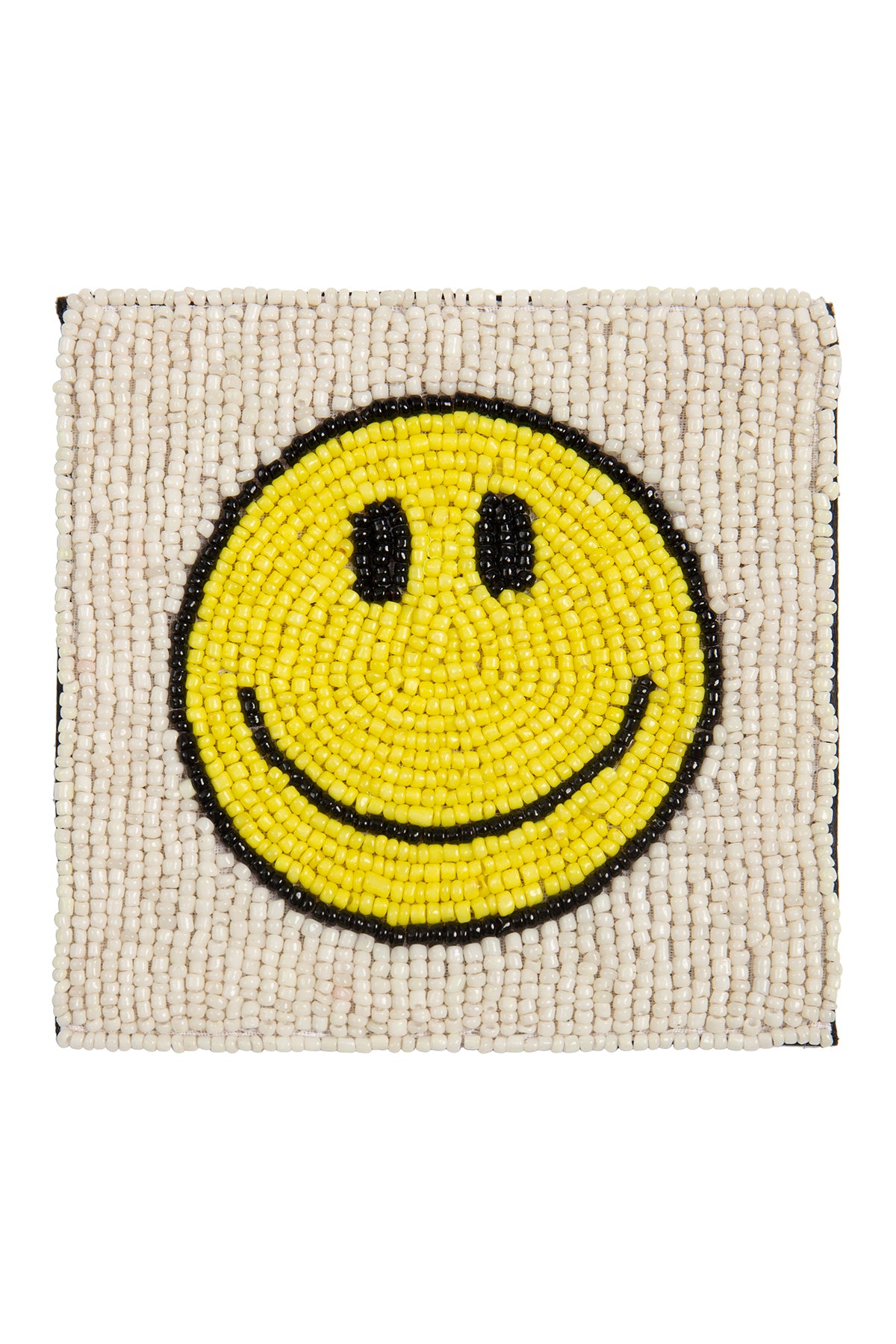 4" Square Smiley Face Handmade Seed Bead Coaster