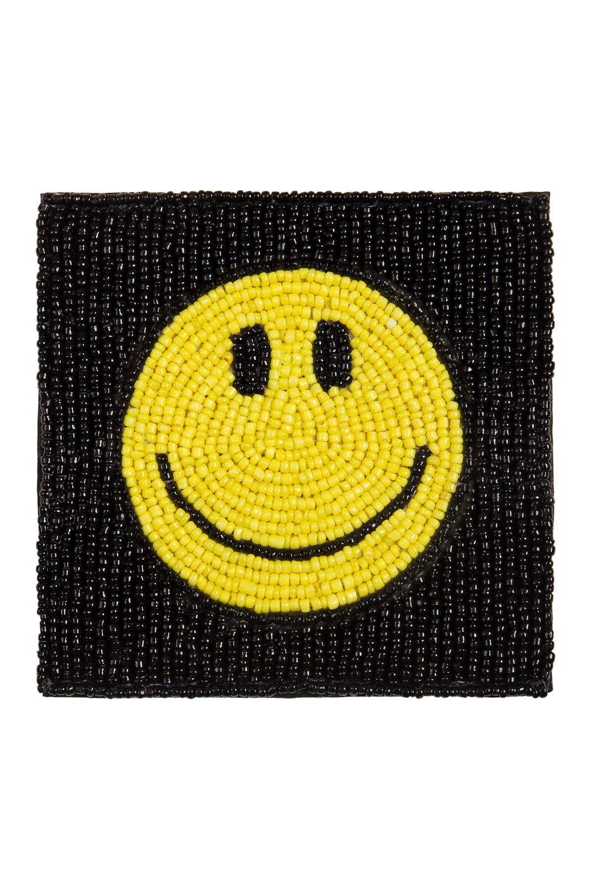4" Square Smiley Face Handmade Seed Bead Coaster
