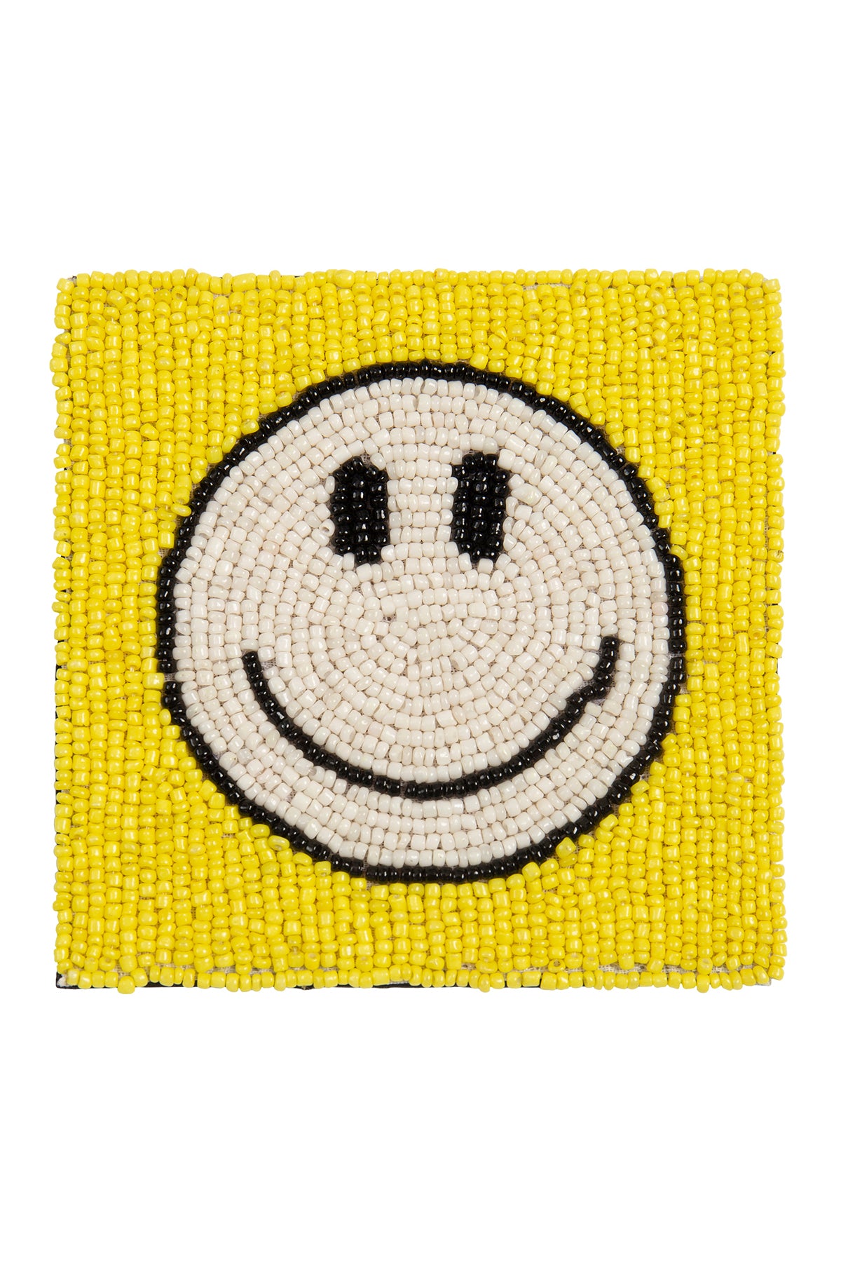 4" Square Smiley Face Handmade Seed Bead Coaster