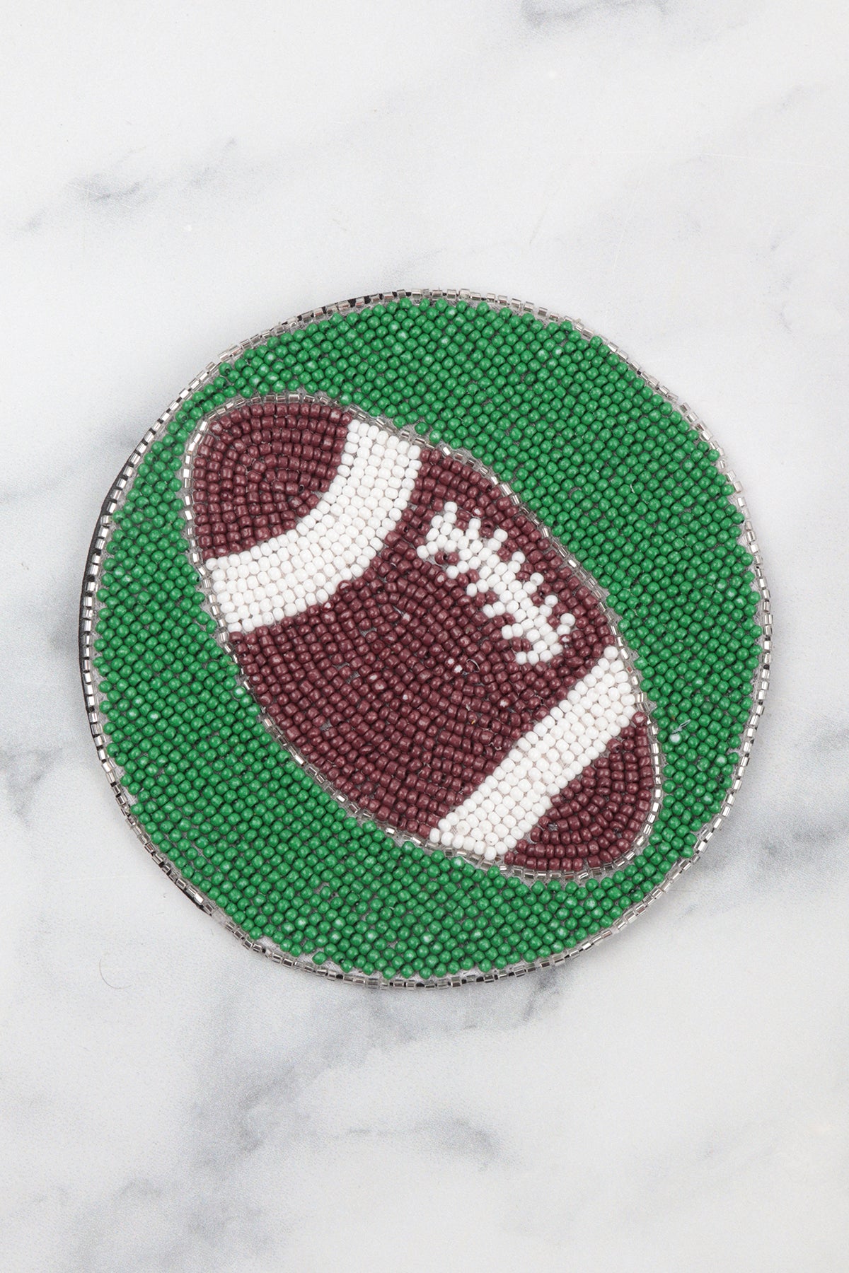 4" Football Shape Handmade Seed Bead Coaster