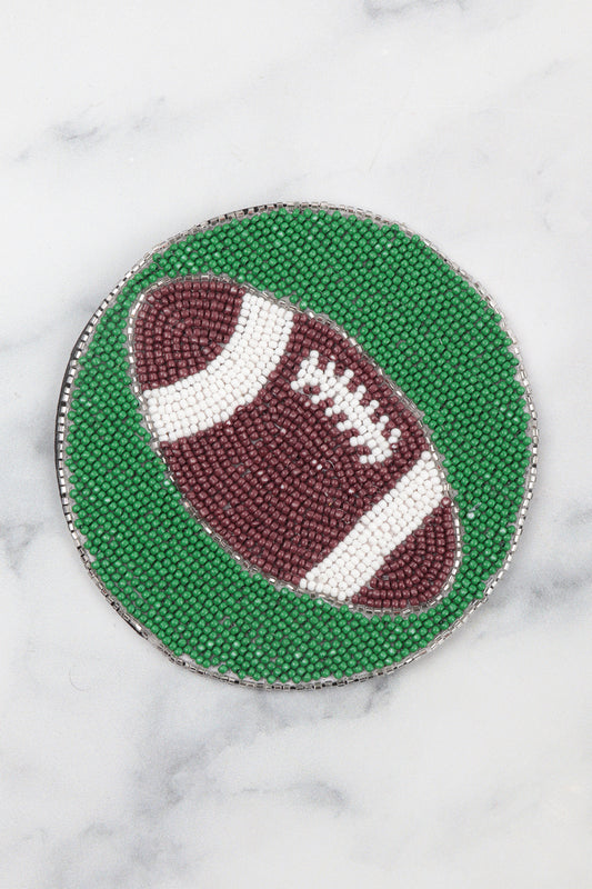4" Football Shape Handmade Seed Bead Coaster