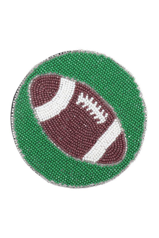 4" Football Shape Handmade Seed Bead Coaster