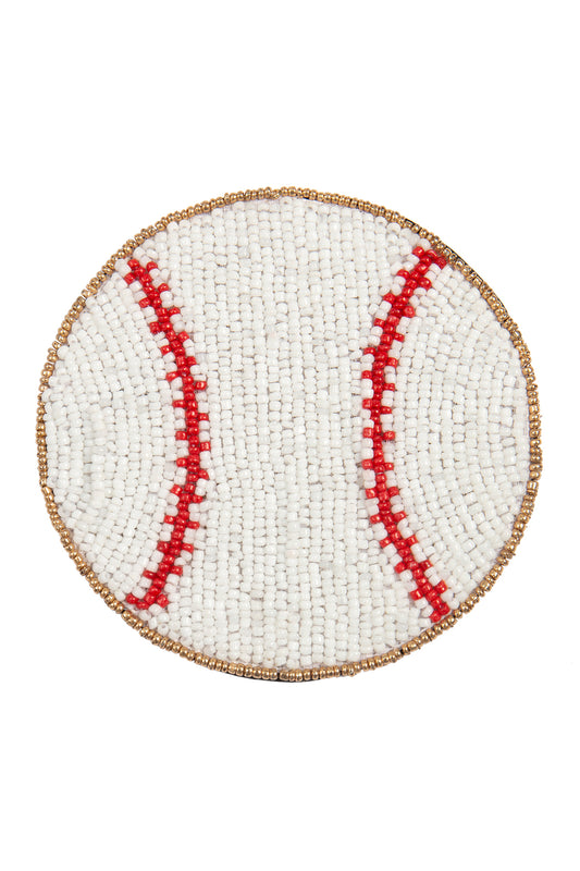 4" Baseball Handmade Seed Bead Coaster