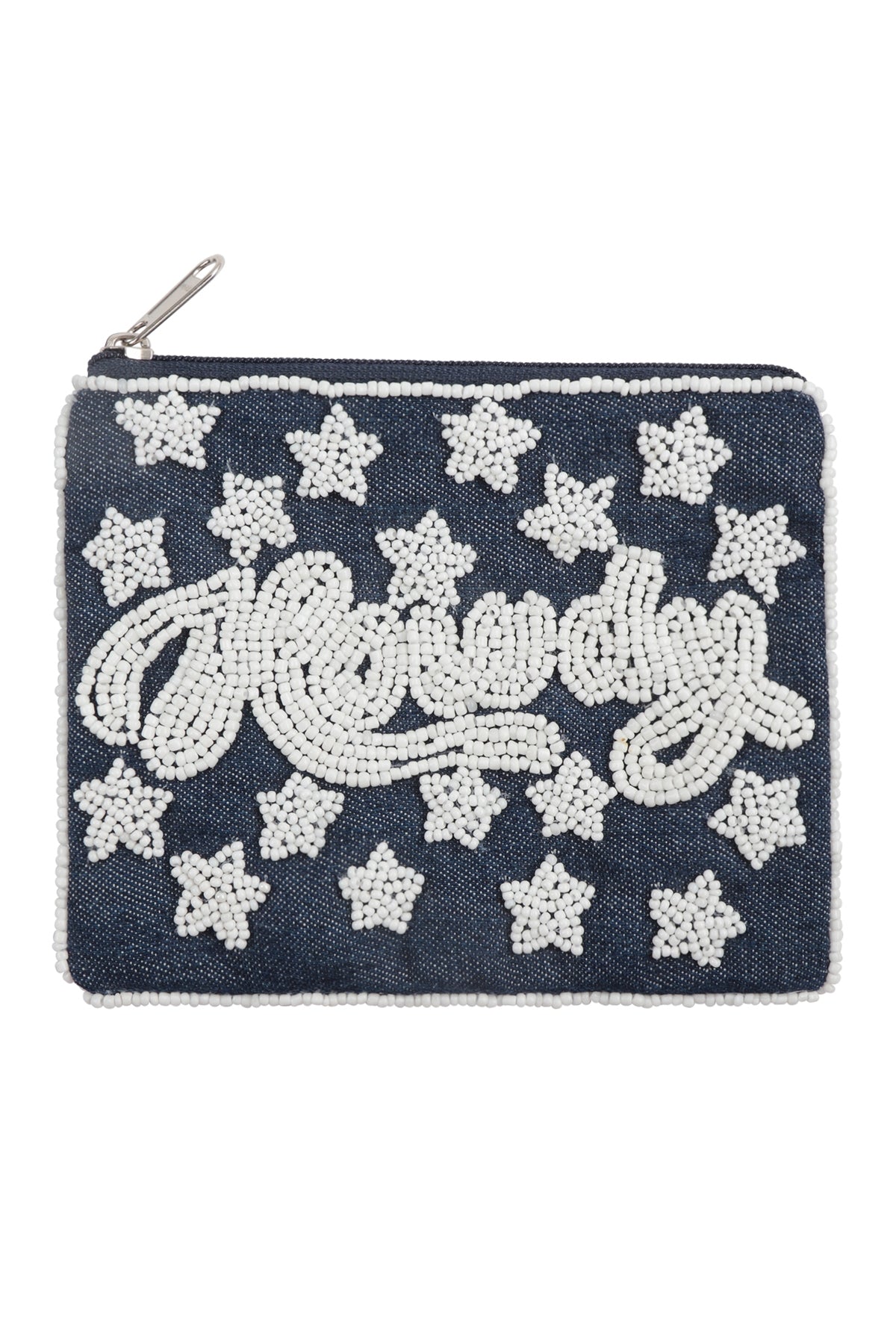 Howdy Denim Seed Beads Coin Pouch