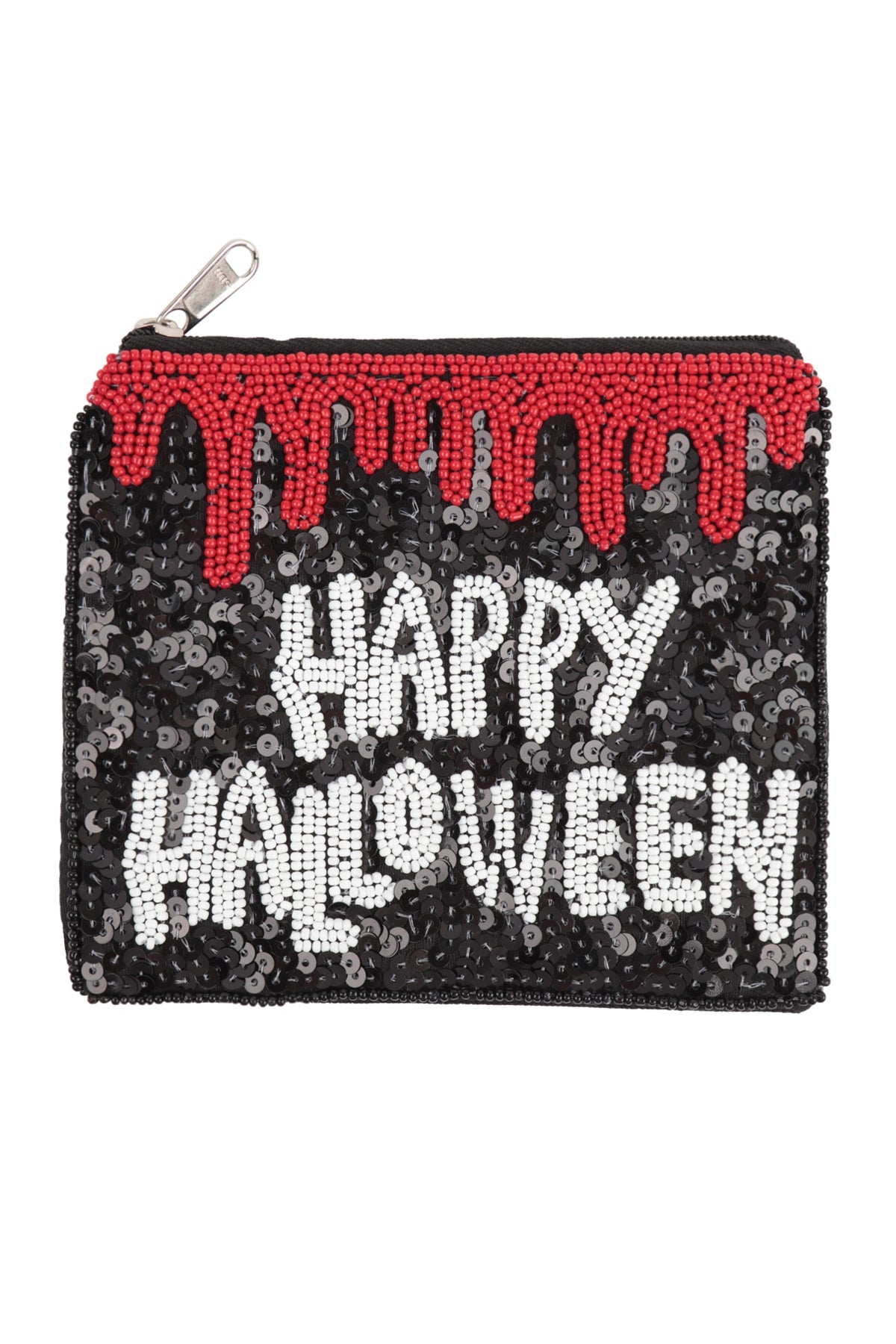 Happy Halloween Sequin And Seed Beads Coin Pouch