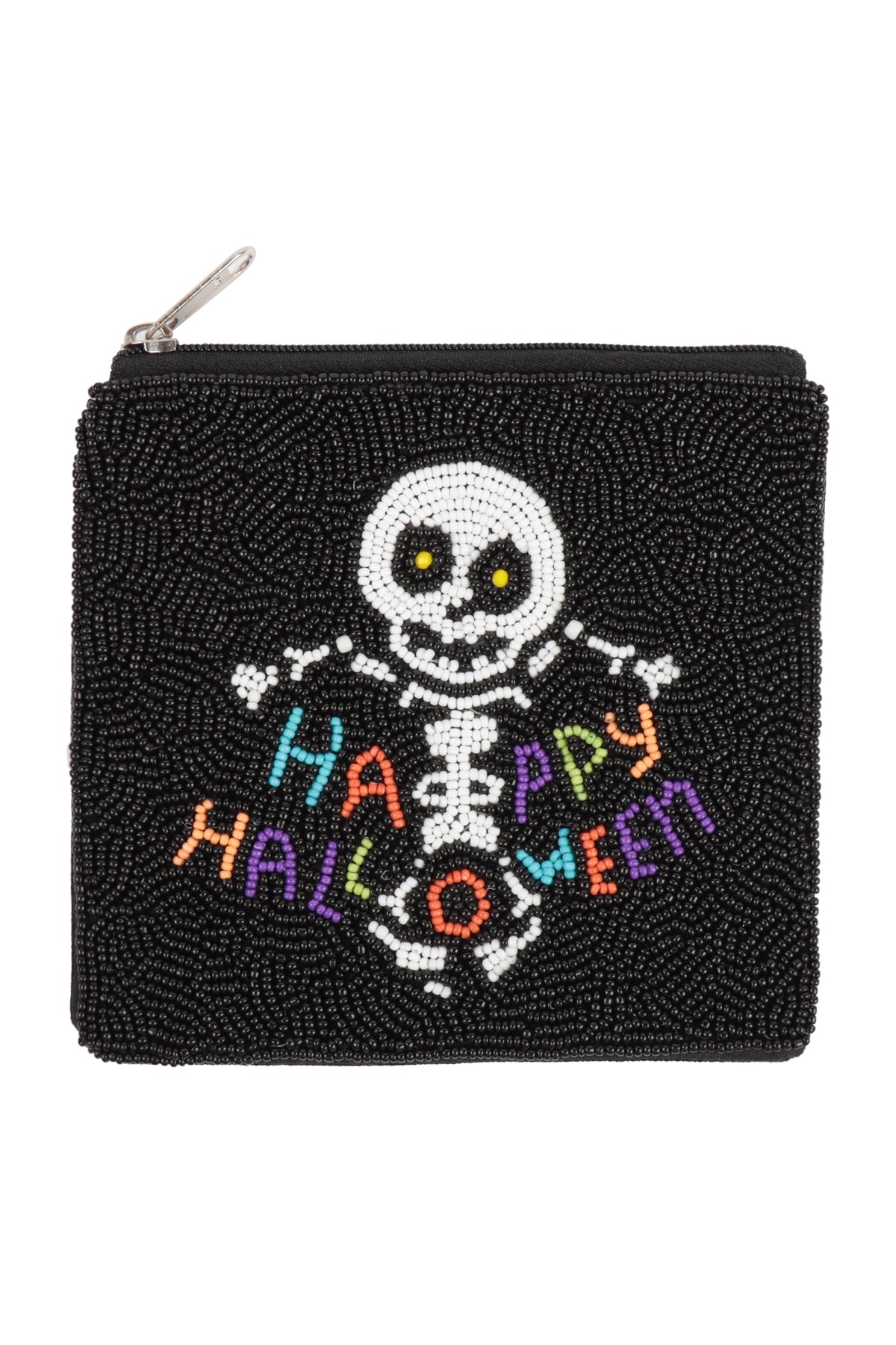 Happy Halloween Skull Seed Beads Coin Pouch