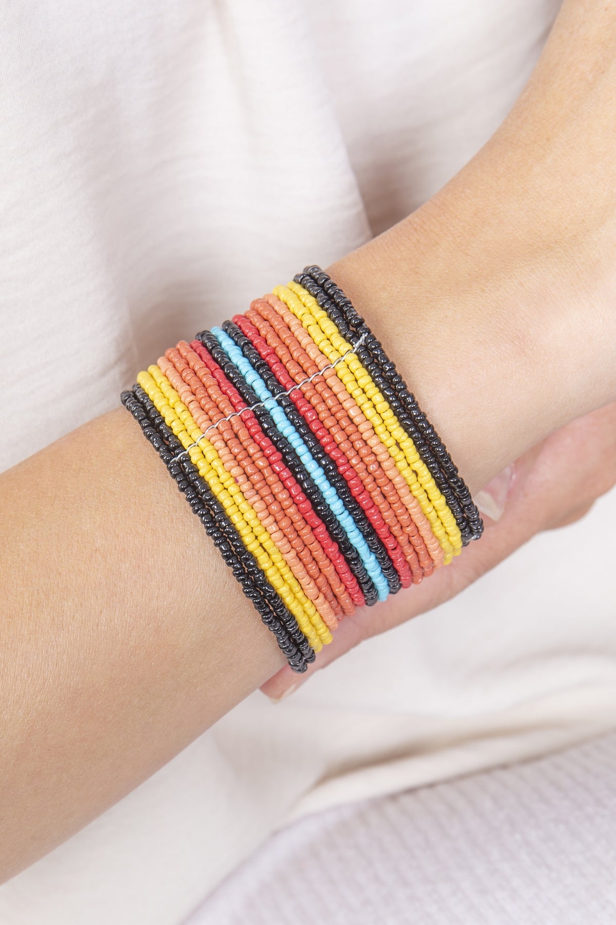 Western Accent Wrap Seed Bead Cuff Bangle Bracelet
