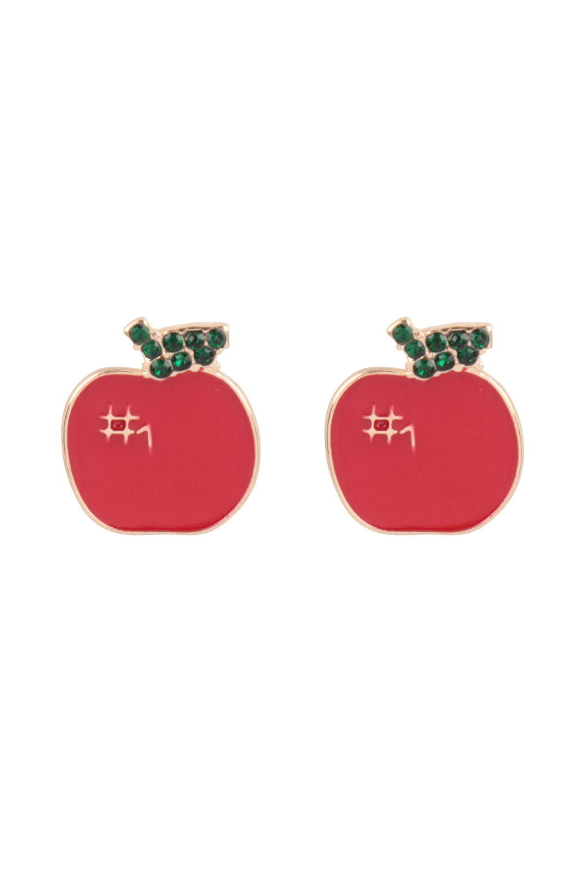 Apple Enamel Post Earrings Red