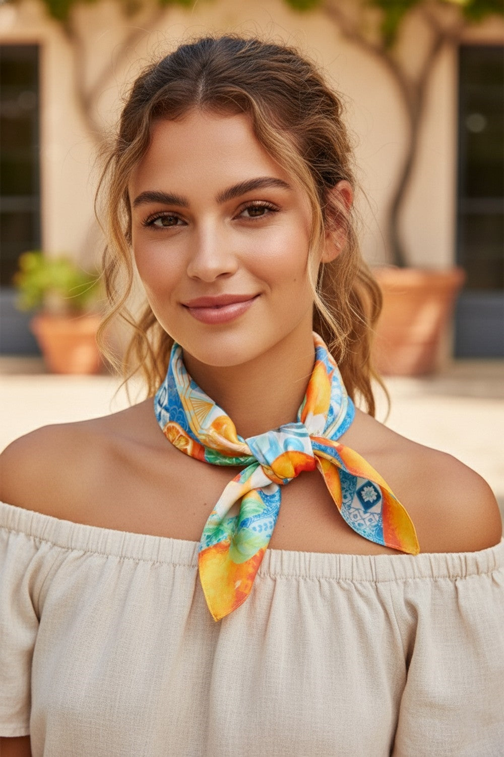 Orange Mosaic Print Bandana