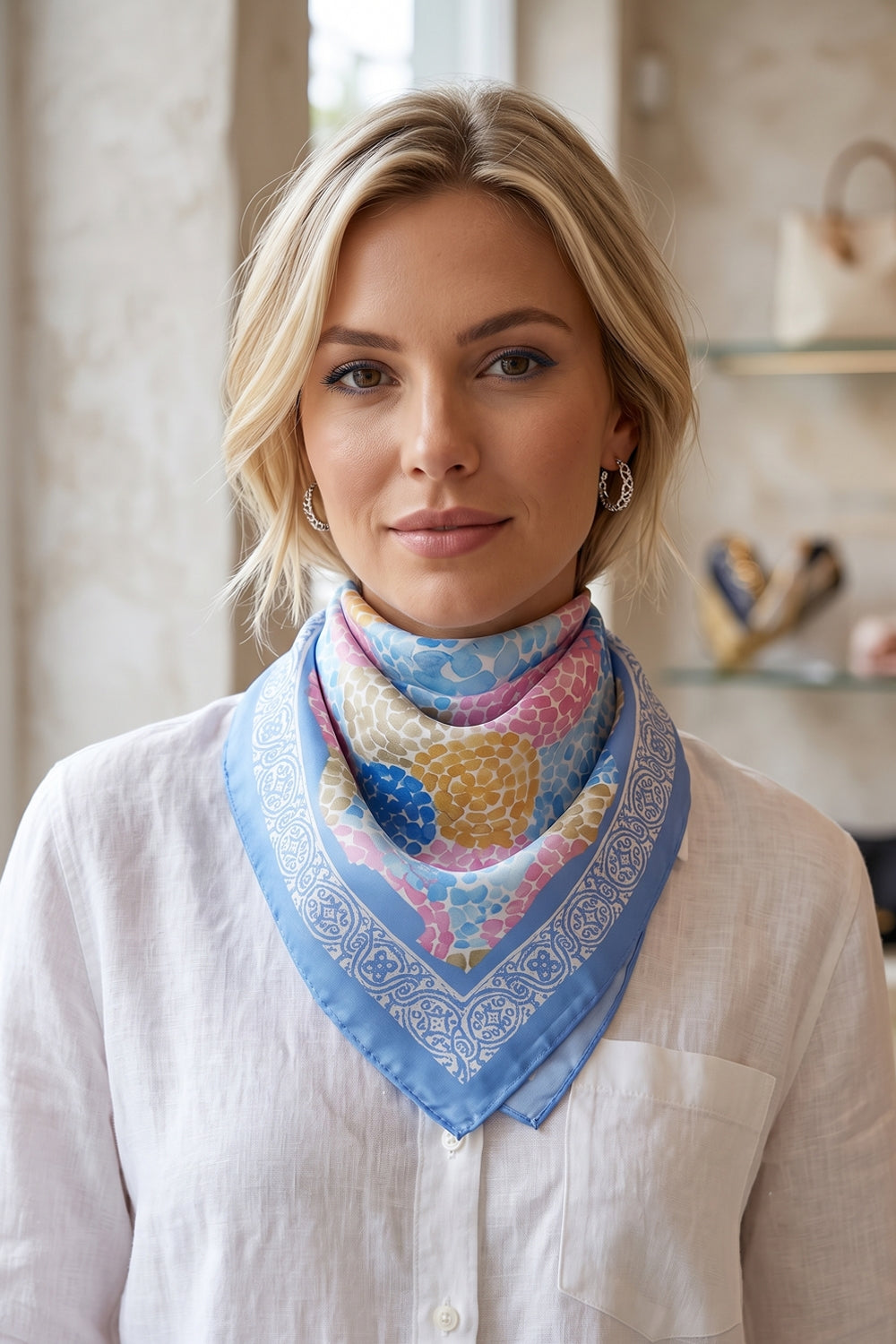 Circle Mosaic Print Square Scarf
