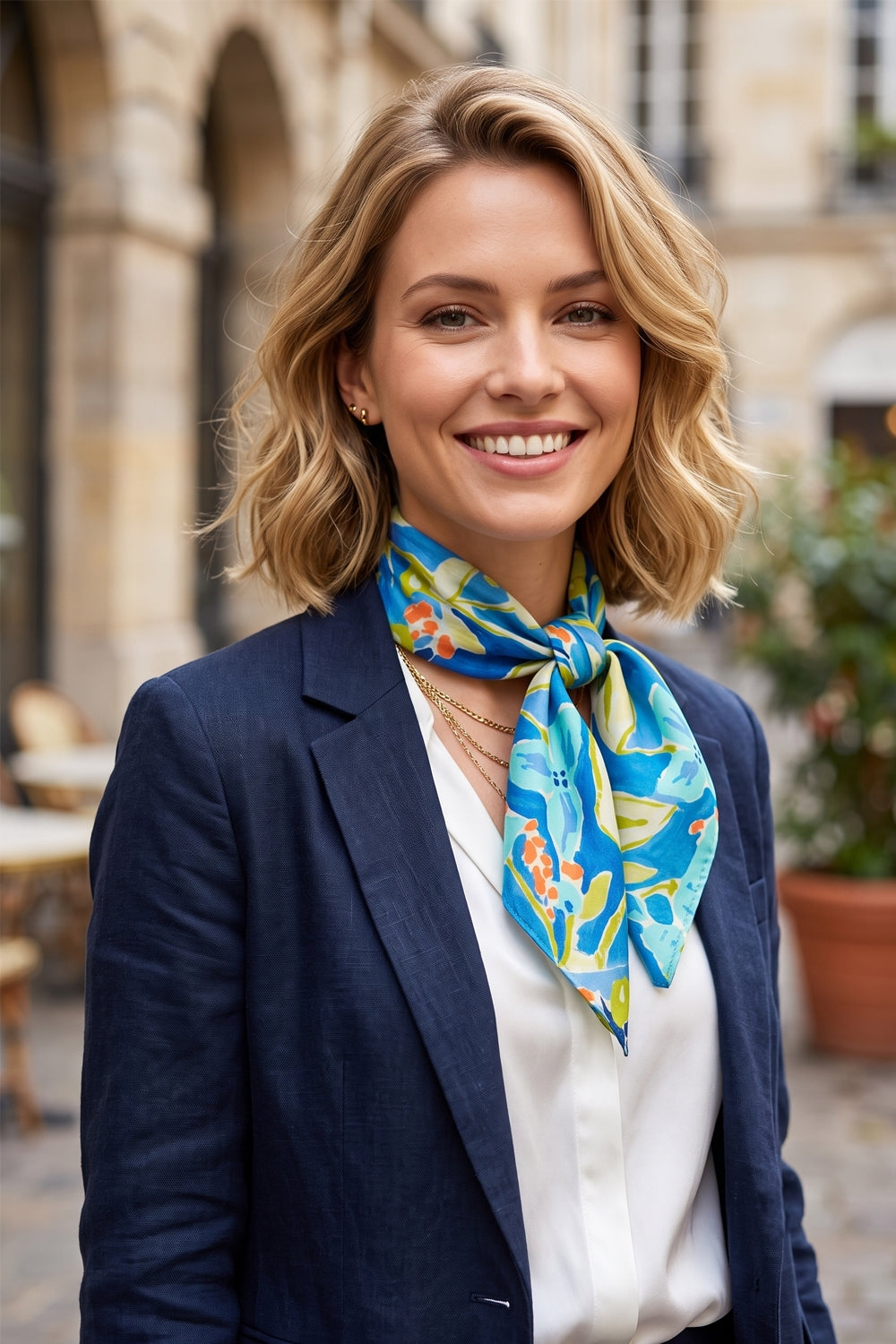 Pastel Flower Print Square Scarf