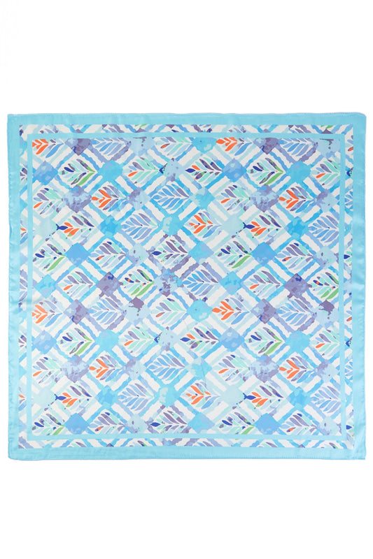 Mosaic Leaf Print Square Scarf