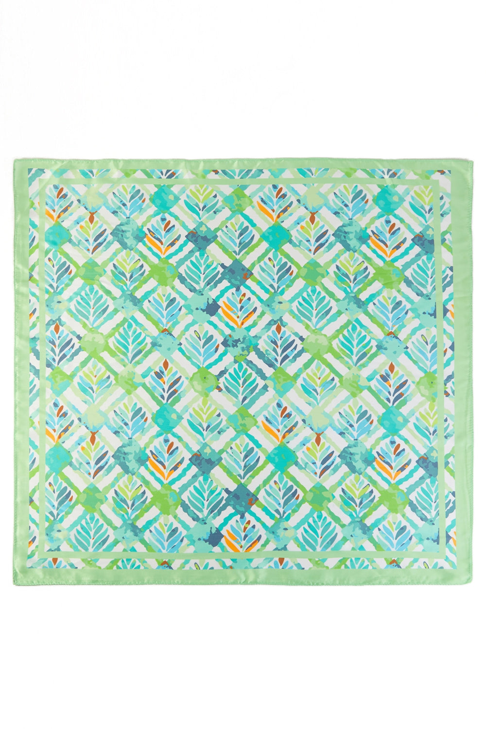 Mosaic Leaf Print Square Scarf