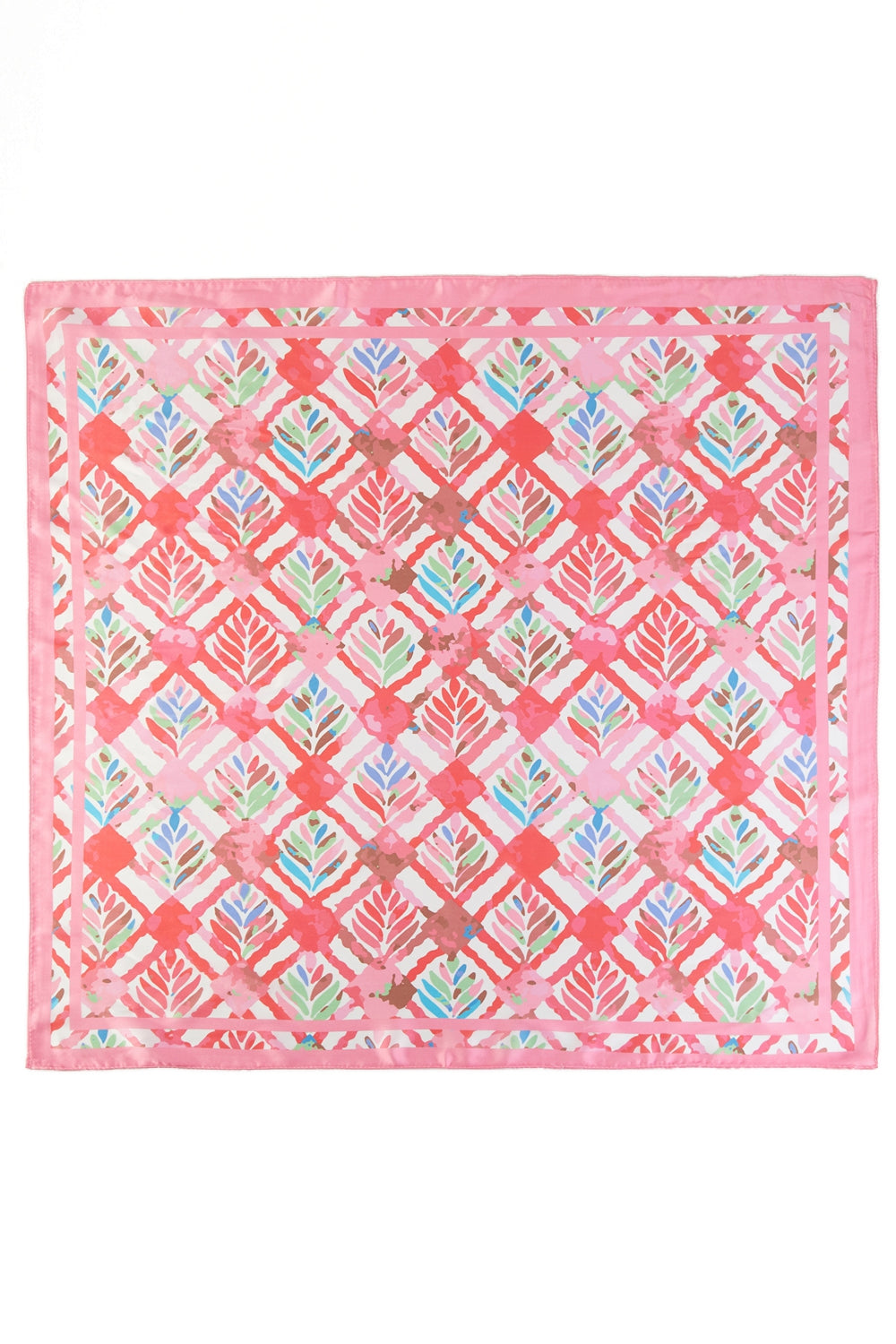 Mosaic Leaf Print Square Scarf