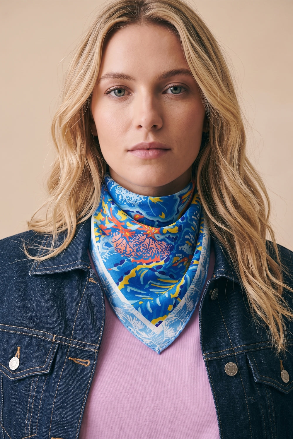 Tropical Leaf Print Square Scarf