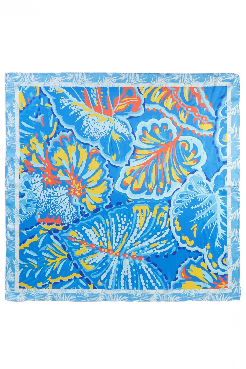 Tropical Leaf Print Square Scarf