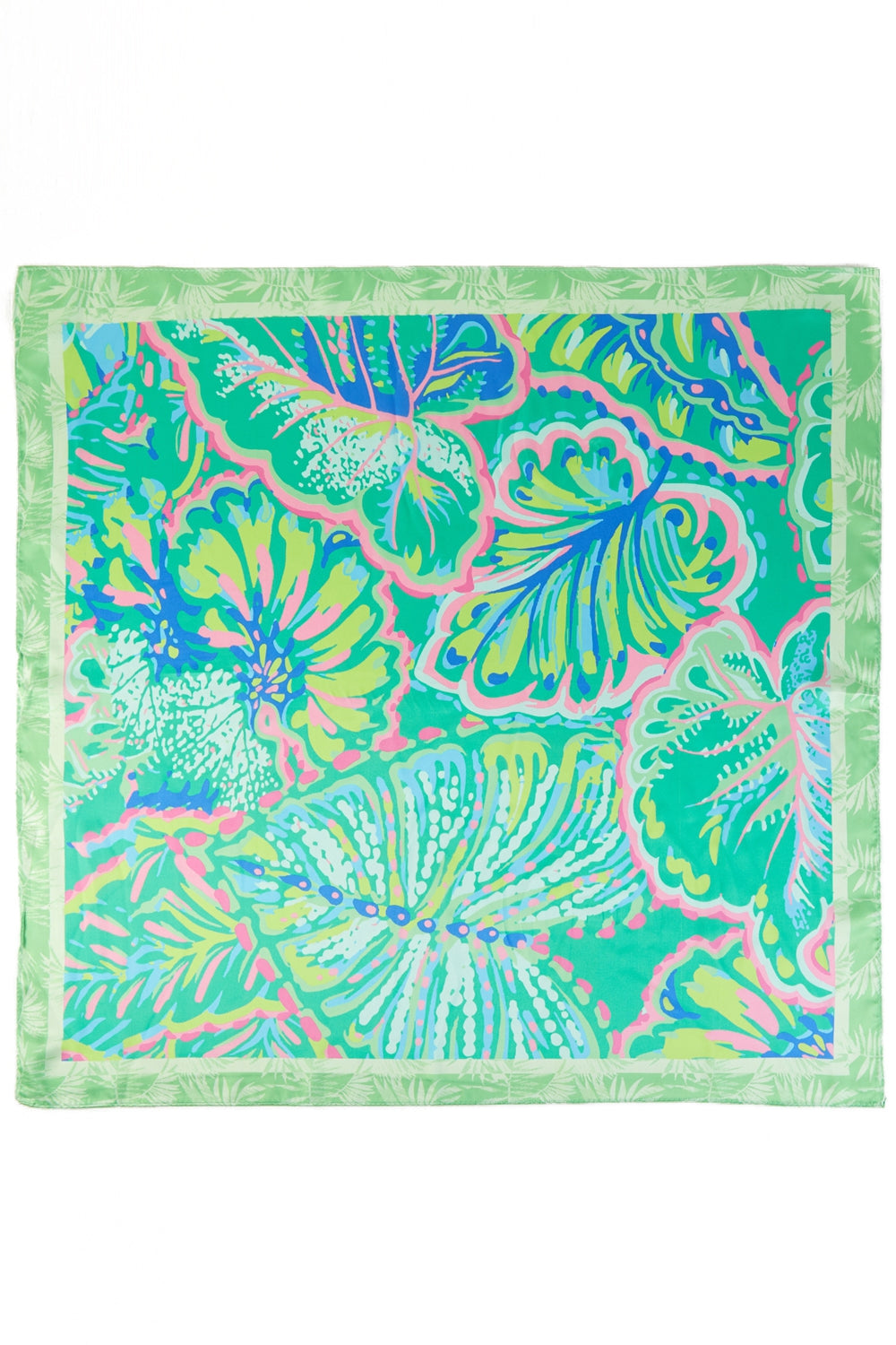 Tropical Leaf Print Square Scarf