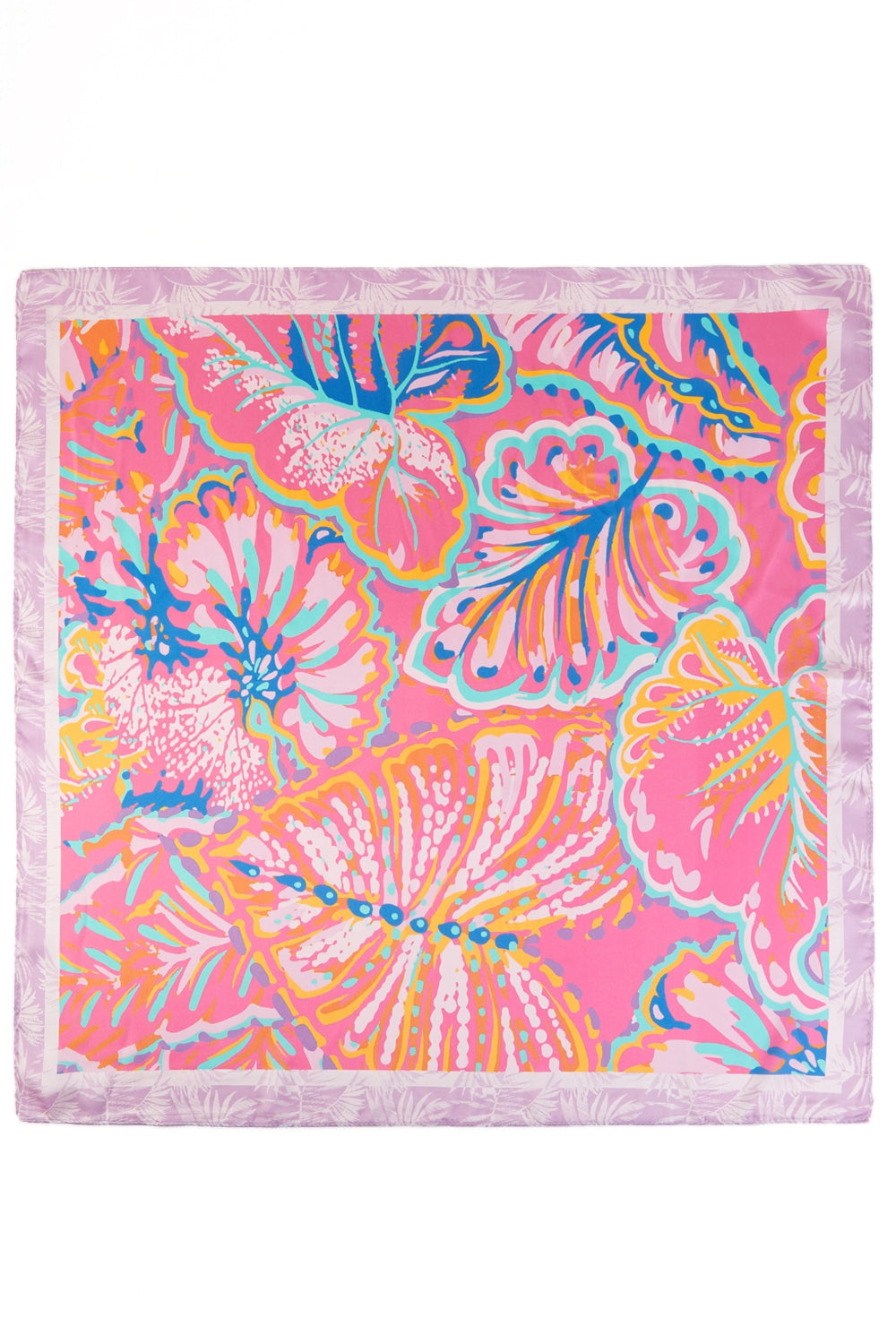 Tropical Leaf Print Square Scarf