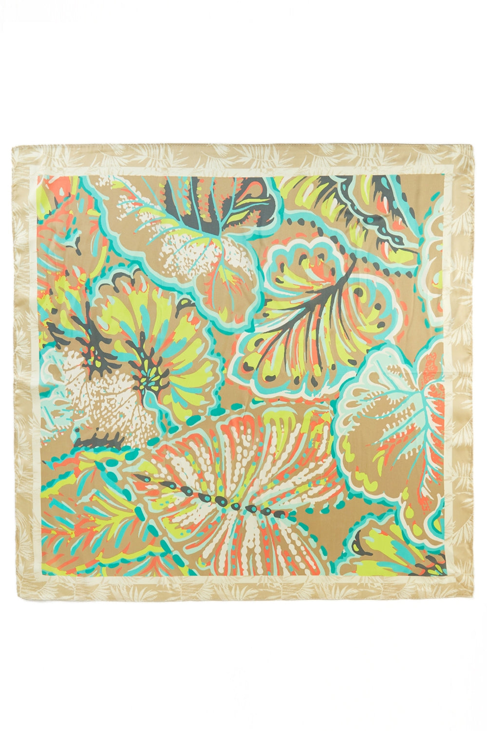 Tropical Leaf Print Square Scarf